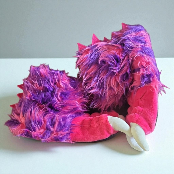 Lazy One Monster White Claw Paw Pink Halloween Costume Night Time  Cozy Slippers - Picture 15 of 16